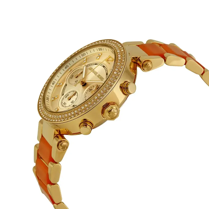 Michael Kors Parker Gold & Orange Combination Ladies Watch- MK6139